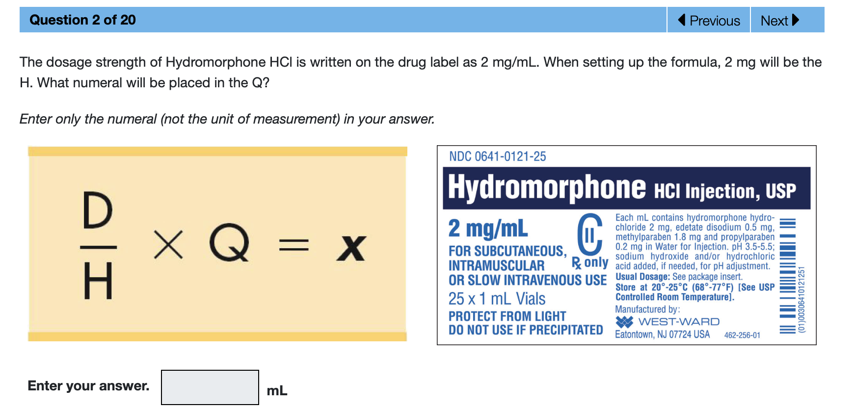 Solved Question 6 of 20 Previous Next > The order on the | Chegg.com