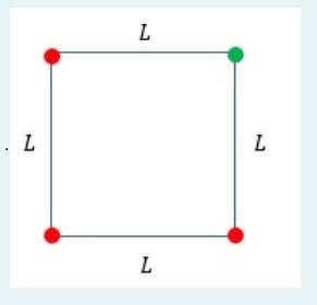 Solved At the vertices of a square with side L, four small | Chegg.com