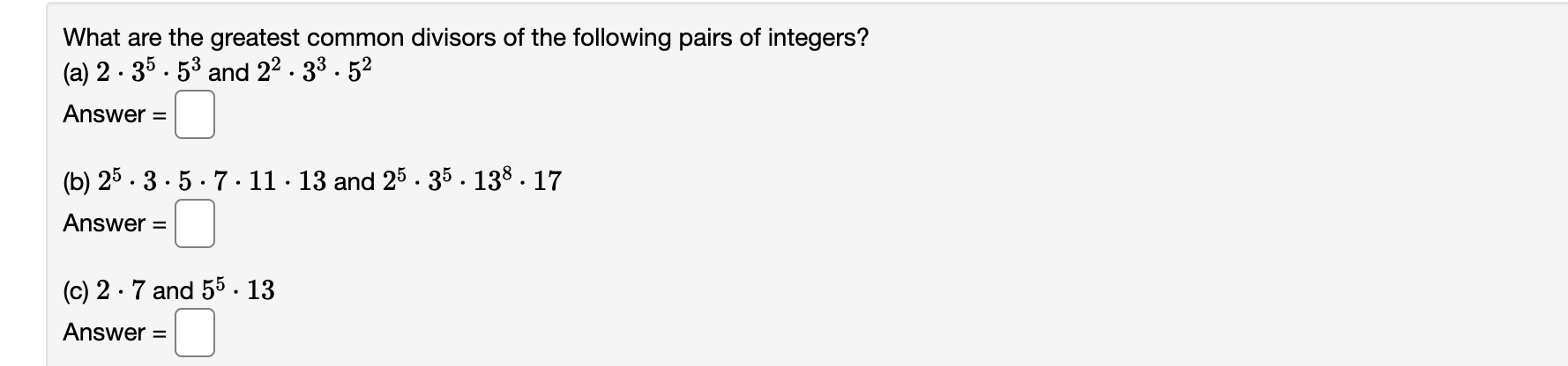 Solved What are the greatest common divisors of the | Chegg.com