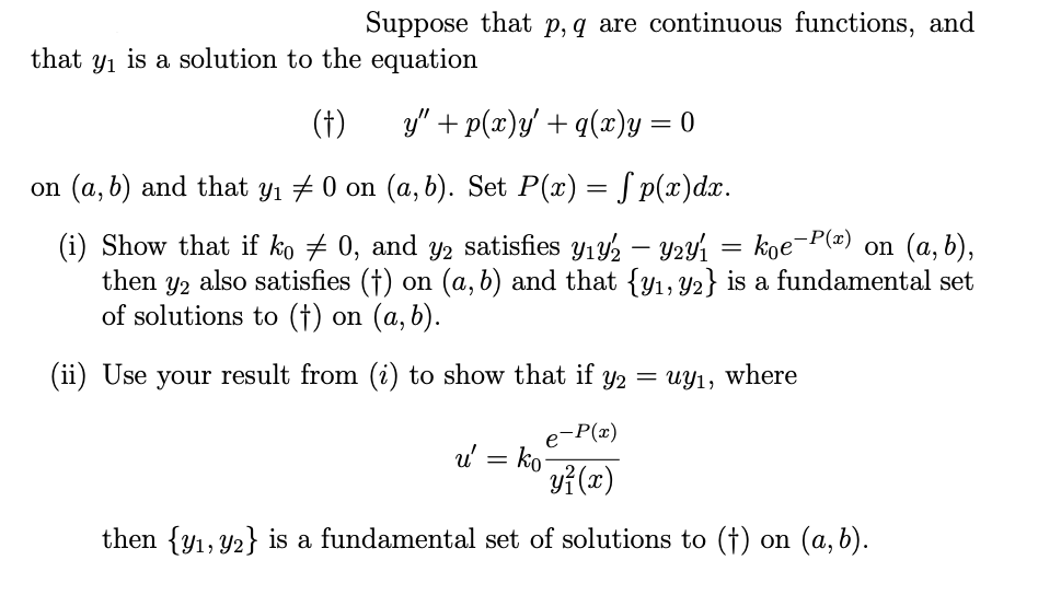 Suppose That P Q Are Continuous Functions And That Chegg Com