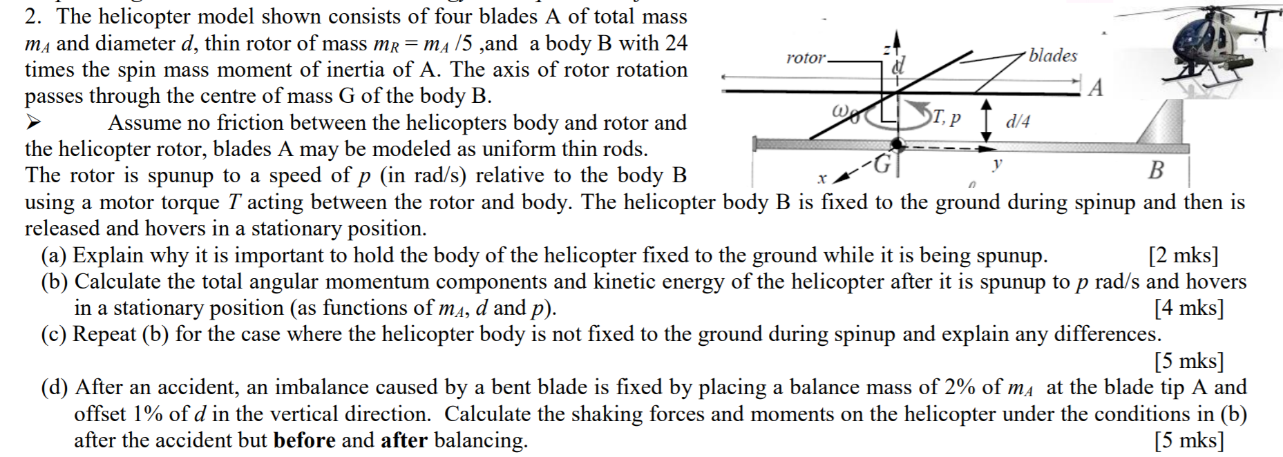 Solved rotor ST, P d/4 y 2. The helicopter model shown | Chegg.com