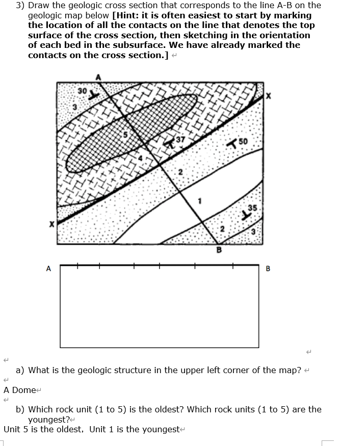 Solved 3) Draw The Geologic Cross Section That Corresponds | Chegg.com