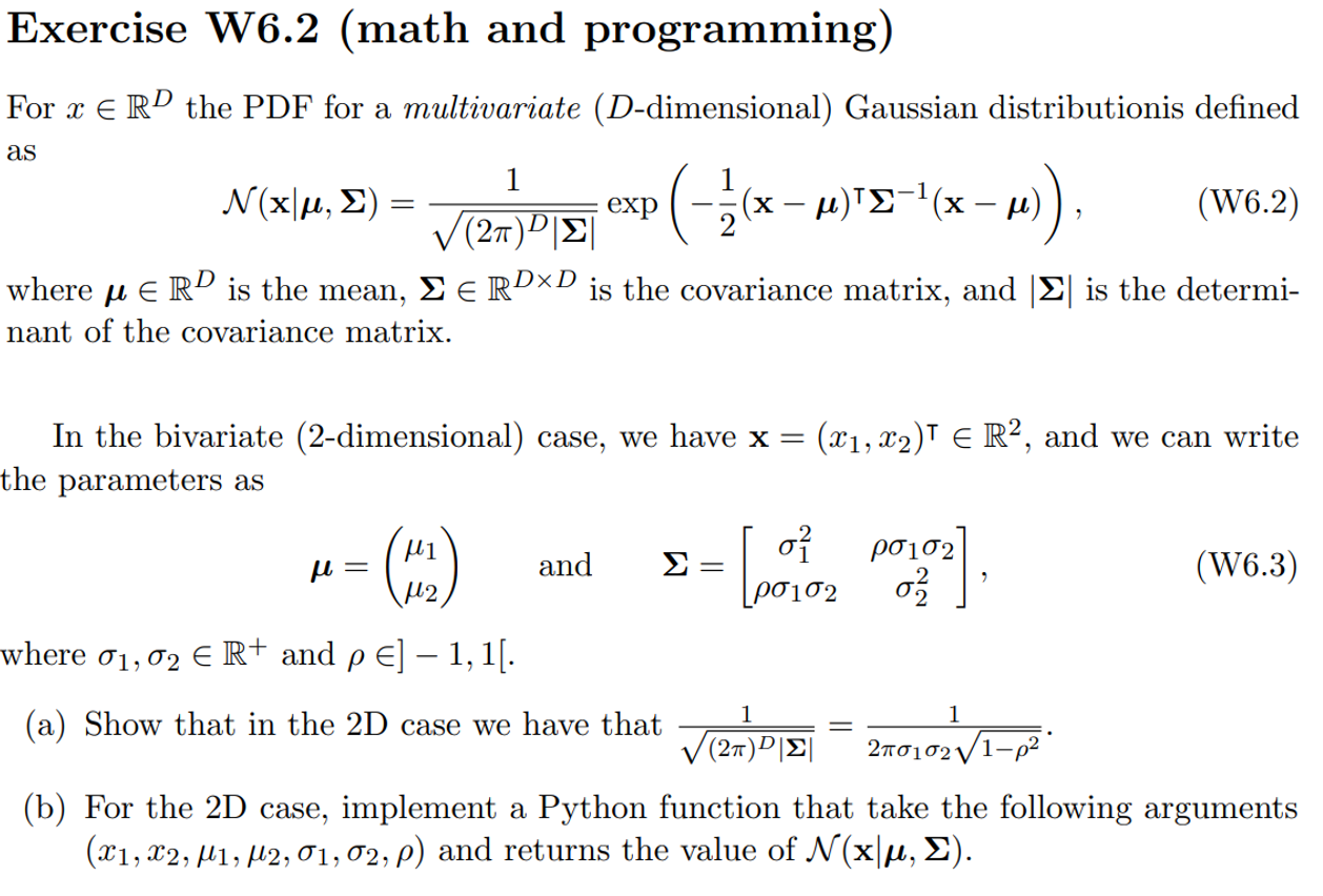 As Exercise W6 2 Math And Programming For X E Rd Chegg Com