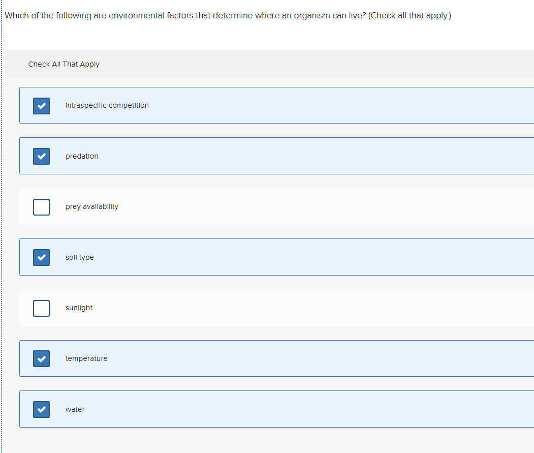Solved Which of the following are environmental factors that | Chegg.com