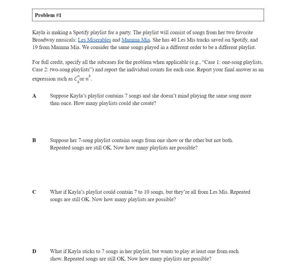 Solved Solution must include 1A Correct counting formula