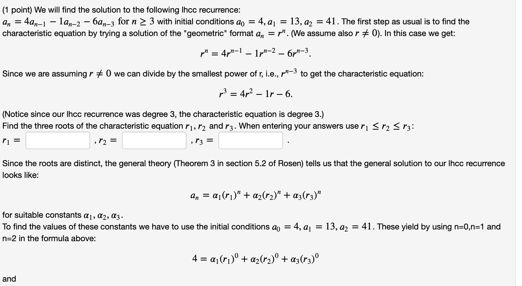 Solved = = - (1 point) We will find the solution to the | Chegg.com