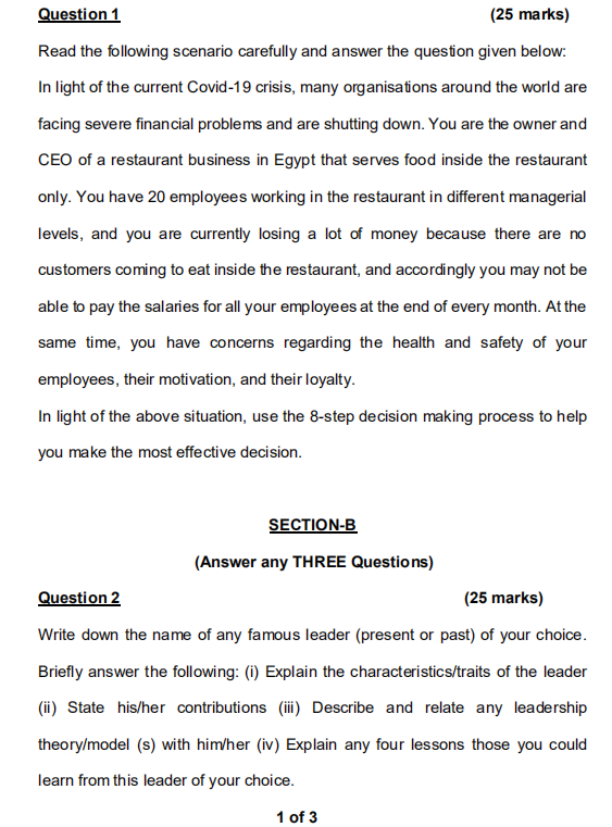 Solved Question 1 (25 Marks) Read The Following Scenario | Chegg.com