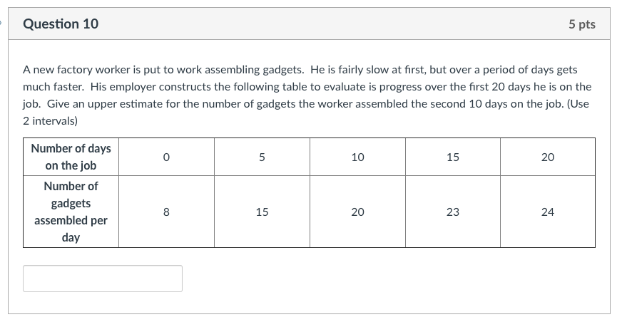 Solved Question 10 5 pts A new factory worker is put to work | Chegg.com
