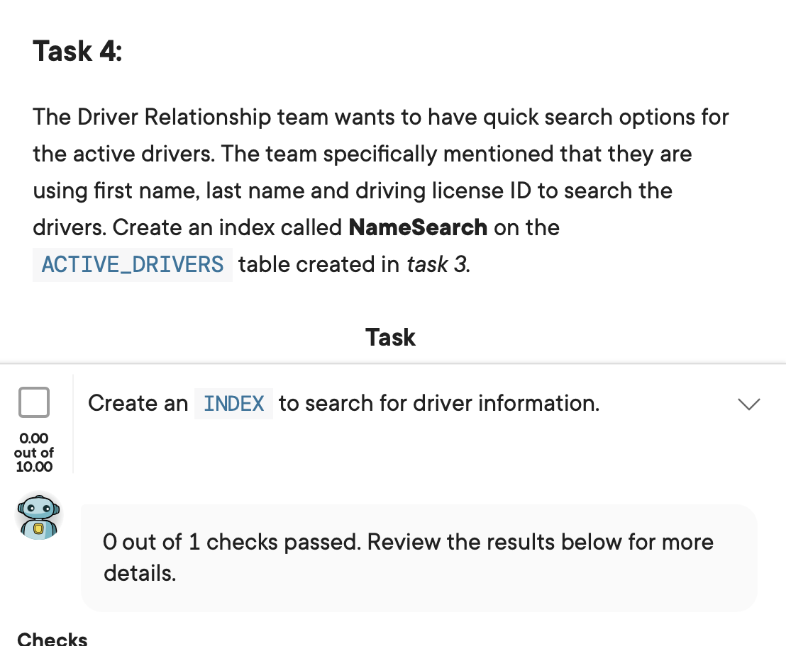 Task 4: The Driver Relationship team wants to have | Chegg.com