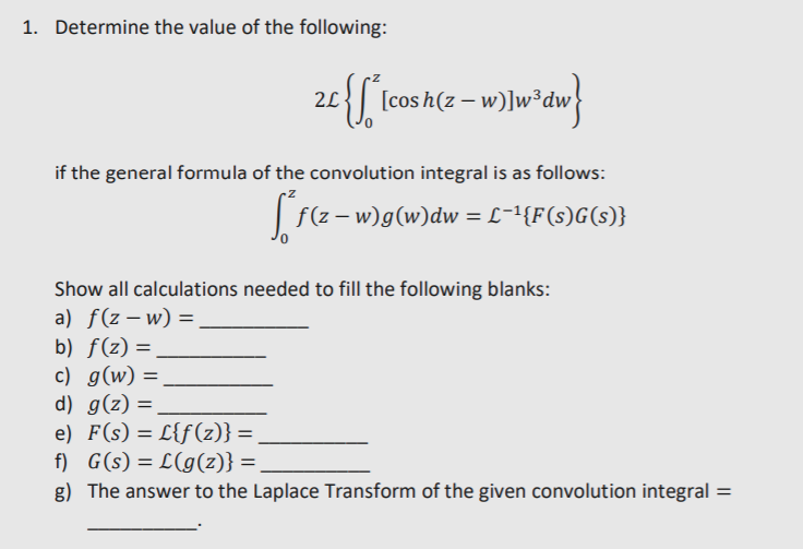 Solved 1 Determine The Value Of The Following 2l Cos Chegg Com