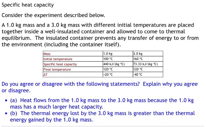 conclusion of specific heat capacity experiment