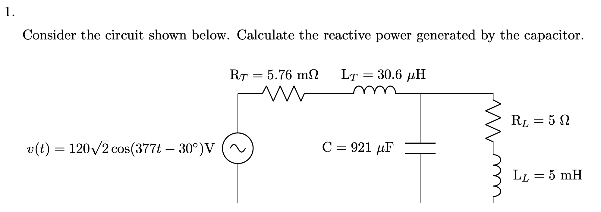 Solved Consider the circuit shown below. Calculate the | Chegg.com