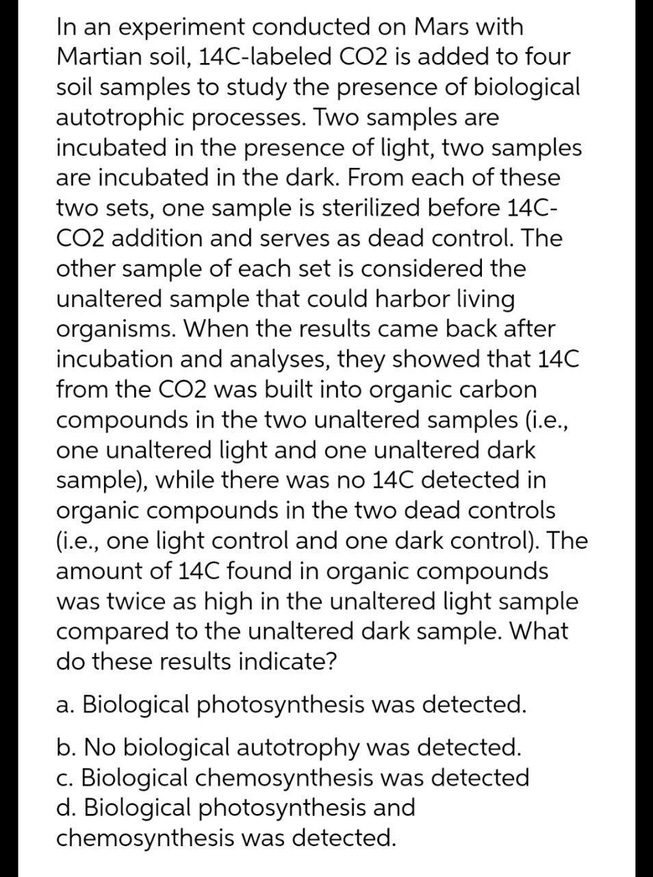 mars soil experiment