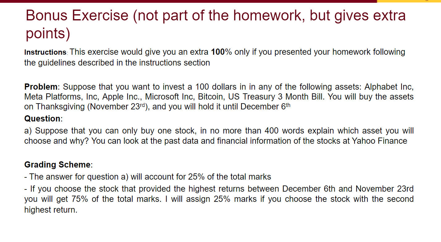 Solved Bonus Exercise (not part of the homework, but gives | Chegg.com