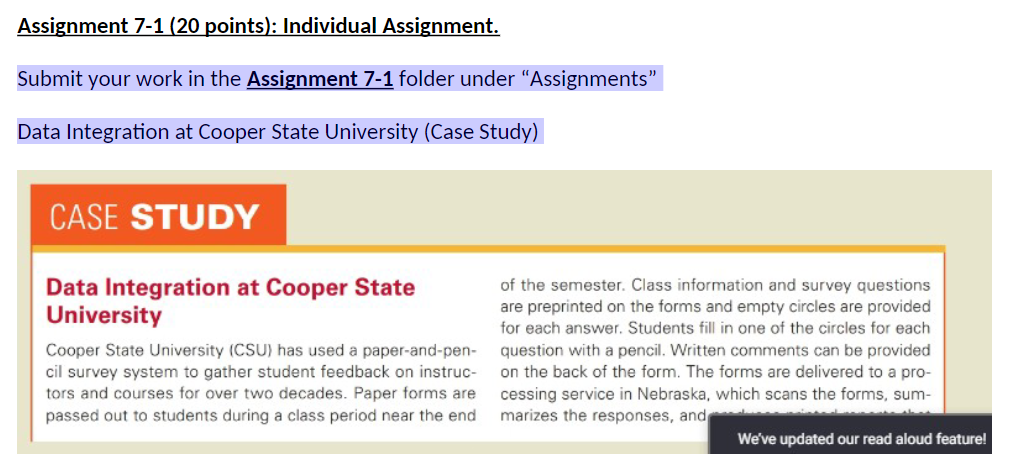 Solved Assignment 7-1 (20 points): Individual Assignment. | Chegg.com