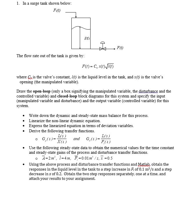 Solved In a surge tank shown helowFiThe flow rate out of