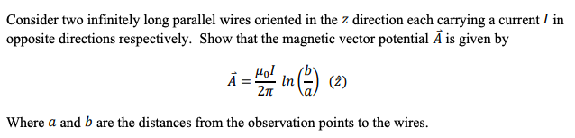 Solved Consider two infinitely long parallel wires oriented | Chegg.com