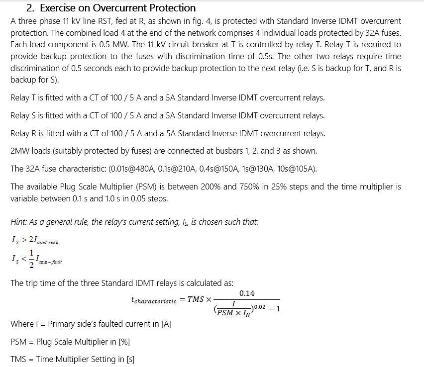 2. Exercise on Overcurrent Protection A three phase | Chegg.com