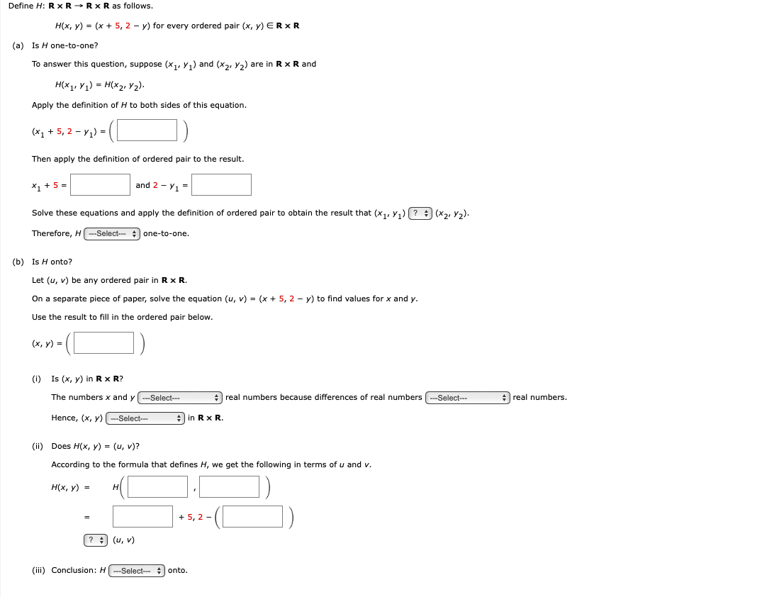 Solved H(x,y)=(x+5,2−y) for every ordered pair (x,y)∈R×R Is | Chegg.com