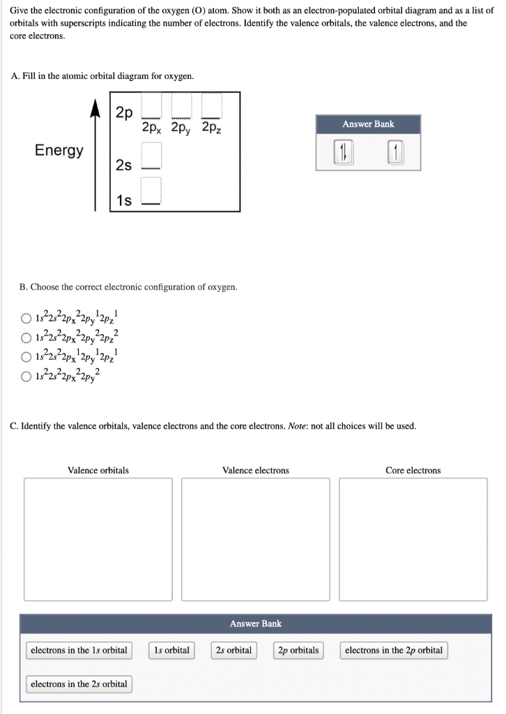 electron orbital diagram for oxygen