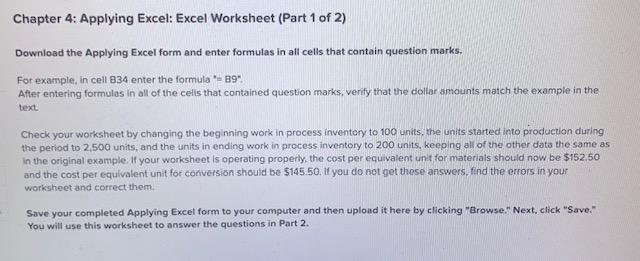 Solved Chapter 4: Applying Excel: Excel Worksheet (Part 1 of | Chegg.com