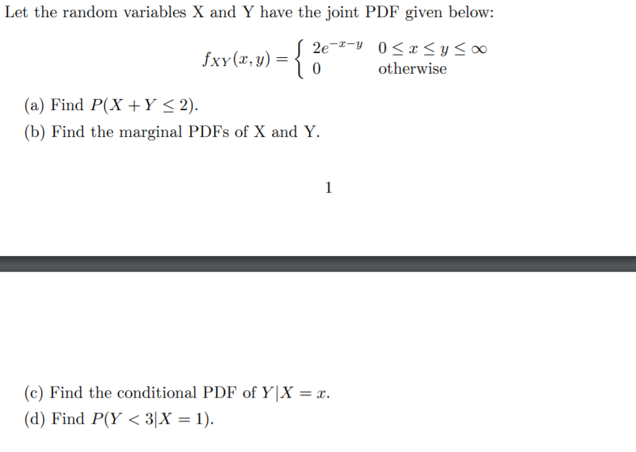 Solved 2 Let The Random Variables X And Y Have The Joint Chegg Com