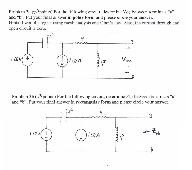 Solved Problem 3a (23points) For the following circuit, | Chegg.com