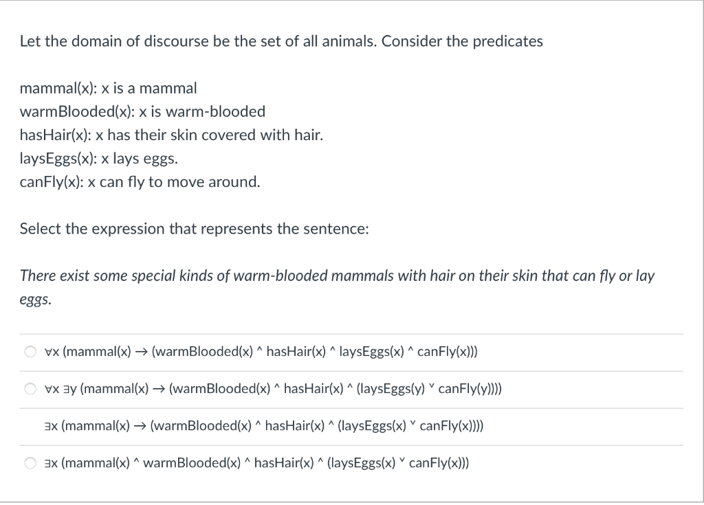 Solved Let the domain of discourse be the set of all | Chegg.com