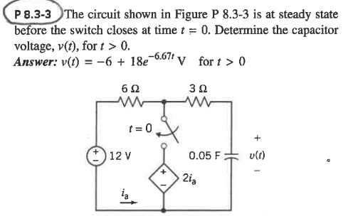 P8 3 3 The Circuit Shown In Figure P 8 3 3 Is At Chegg Com