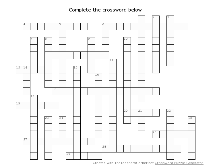 Created with TheTeachersCorner net Crossword Puzzle Chegg com