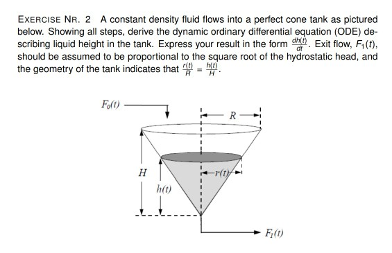 Solved EXERCISE NR. 2 A Constant Density Fluid Flows Into A | Chegg.com