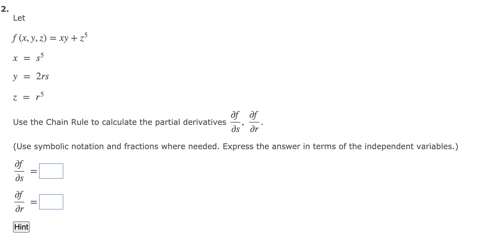 Solved 2 Let F X Y Z Xy 25 X کی Y 2rs 7 P5 Of