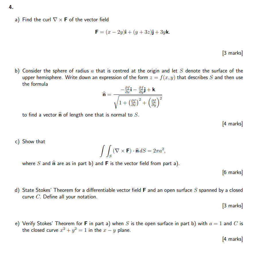 Solved a) Find the curl ∇×F of the vector field | Chegg.com