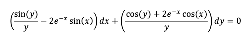 Solved (ysin(y)−2e−xsin(x))dx+(ycos(y)+2e−xcos(x))dy=0 | Chegg.com