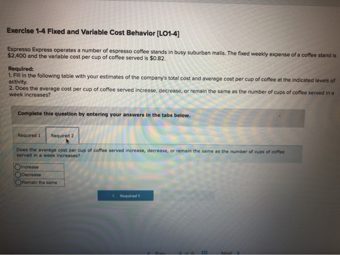 Solved Exercise 14 Fixed and Variable Cost Behavior [L014]