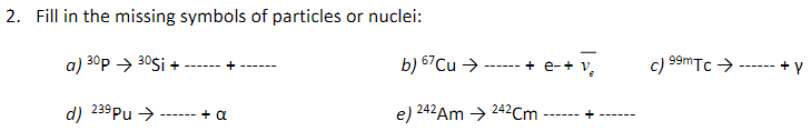Solved Fill in the missing symbols of particles or nuclei: | Chegg.com