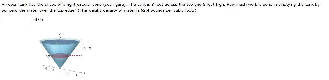 Solved An open tank has the shape of a right circular cone | Chegg.com