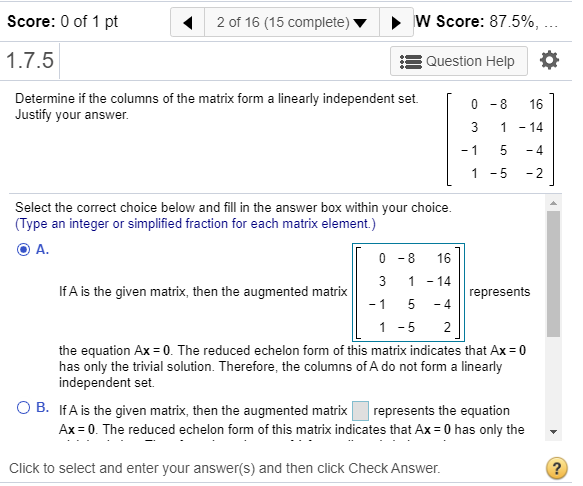 Solved Score: 0 of 1 pt 15 of 16 (9 complete) W Score: | Chegg.com