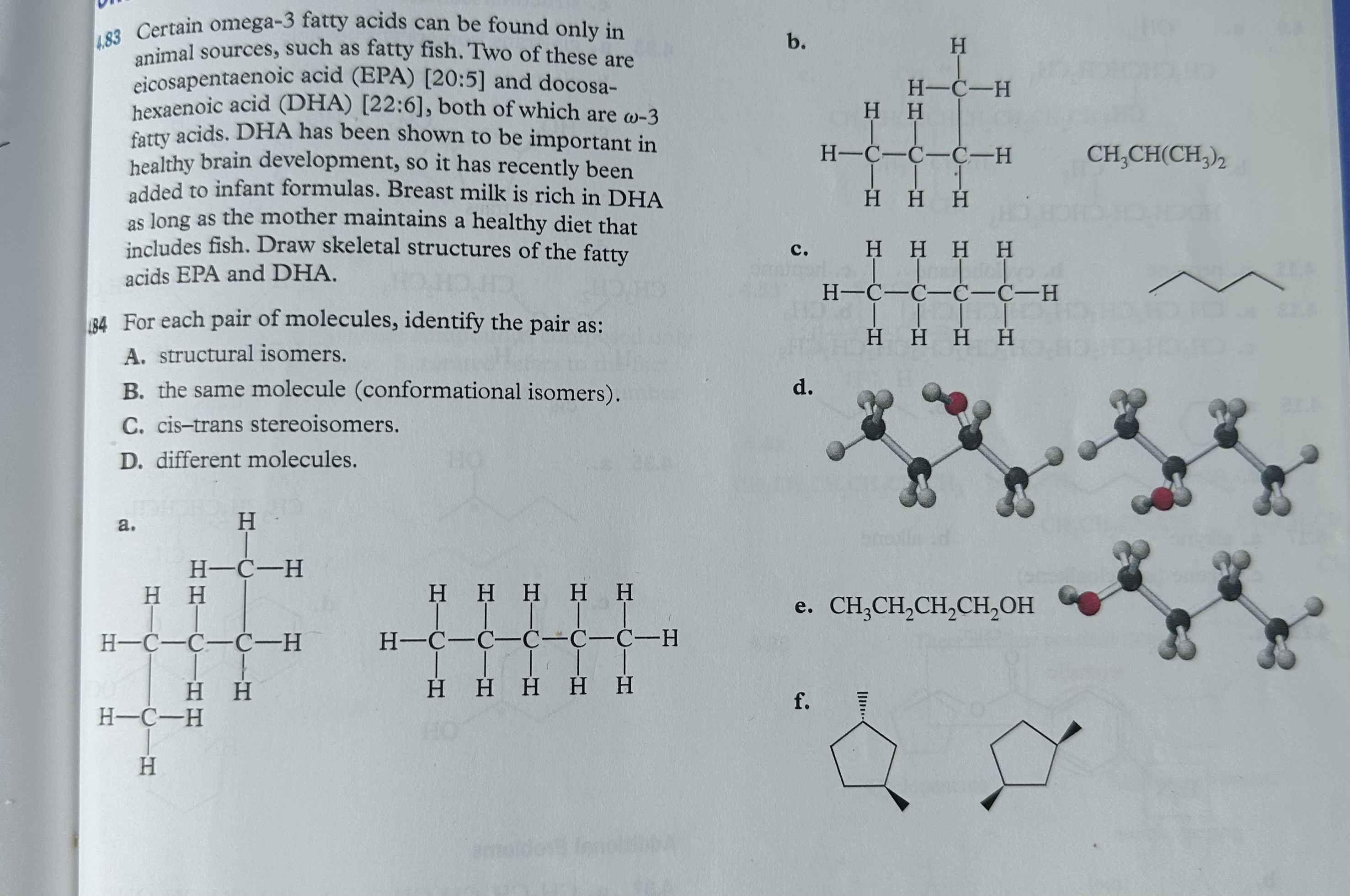 Solved 184 For each pair of molecules, identify the pair as: | Chegg.com