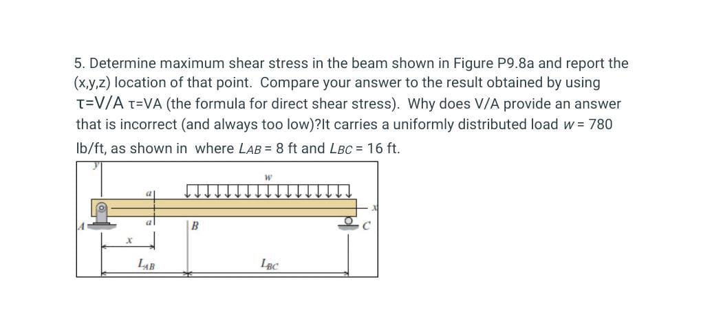 Solved d YK K b 5. Determine maximum shear stress the beam | Chegg.com