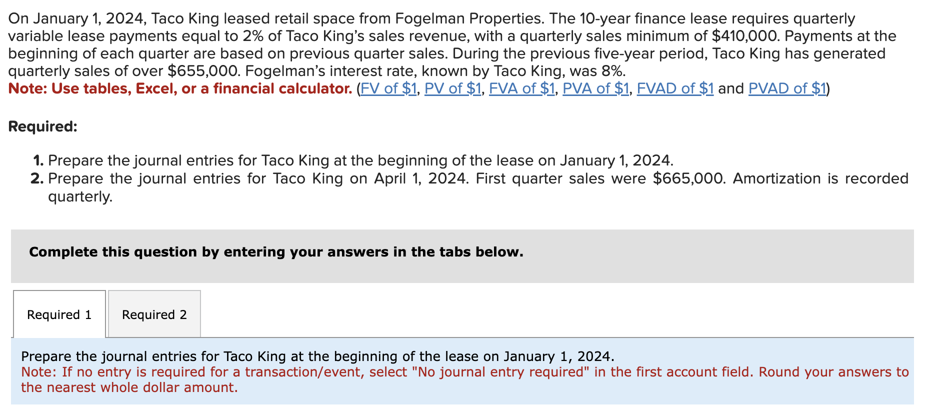 Solved On January 1, 2024, Taco King leased retail space