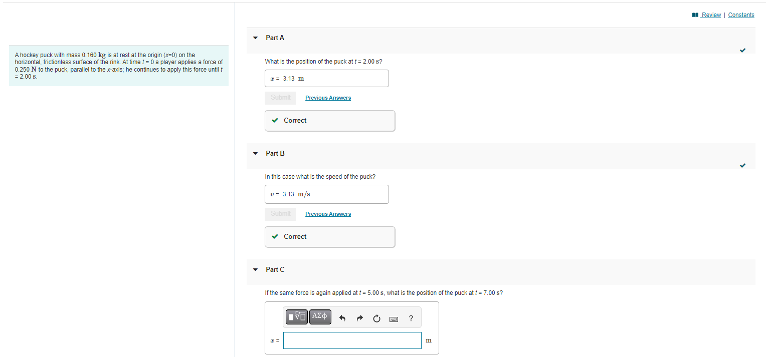 Solved A hockey puck with mass 0.160 kg is at rest at the