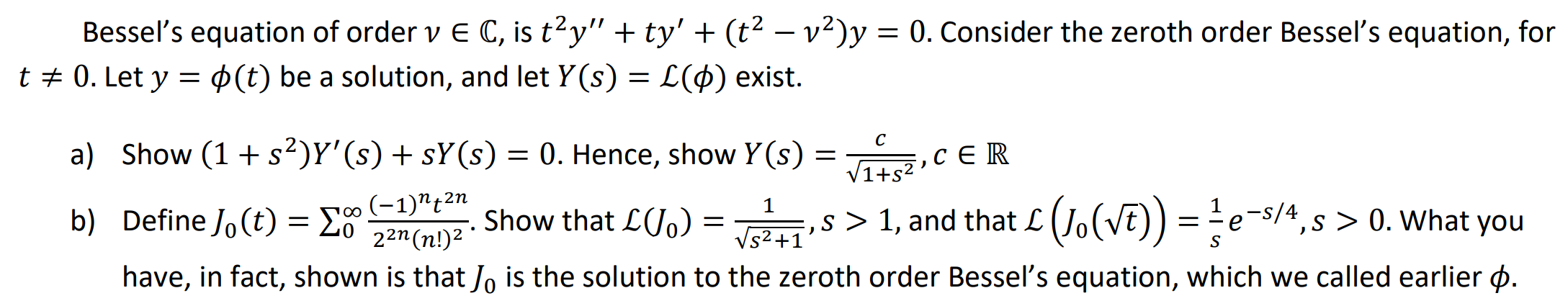 Solved Bessel's equation of order v∈C, is | Chegg.com