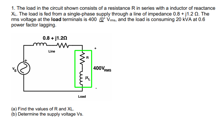 Solved 1. The load in the circuit shown consists of a | Chegg.com