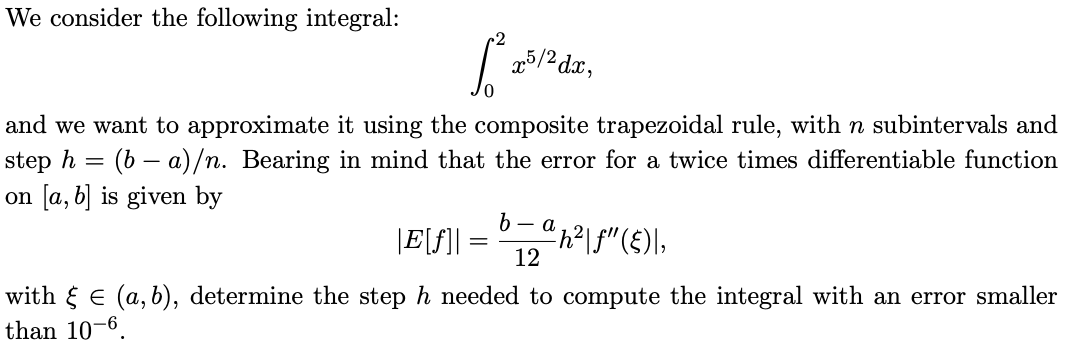Solved We consider the following integral: [* 20/?de, step h | Chegg.com