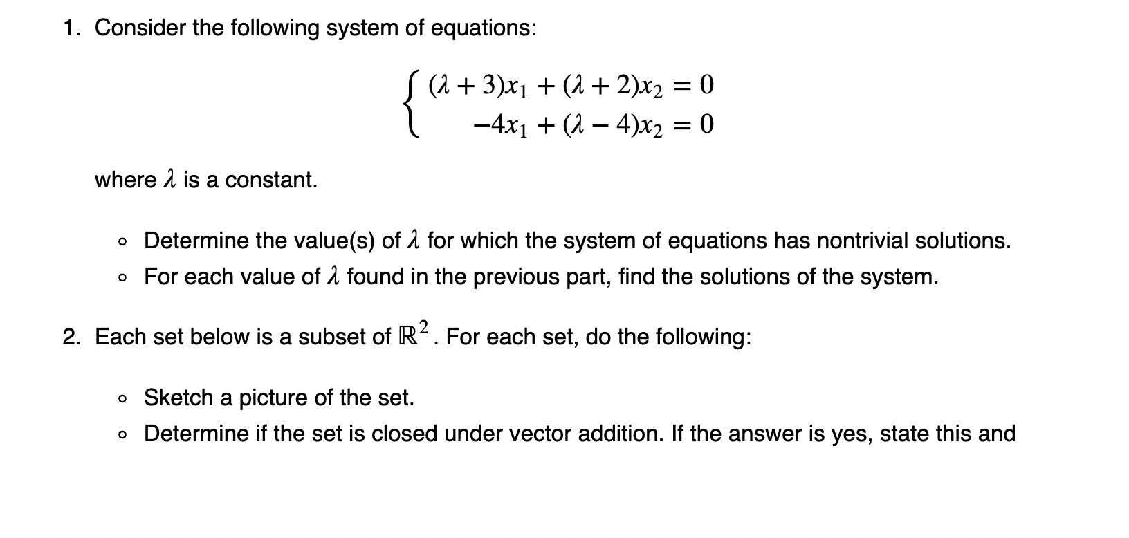 Solved 1. Consider the following system of equations: | Chegg.com