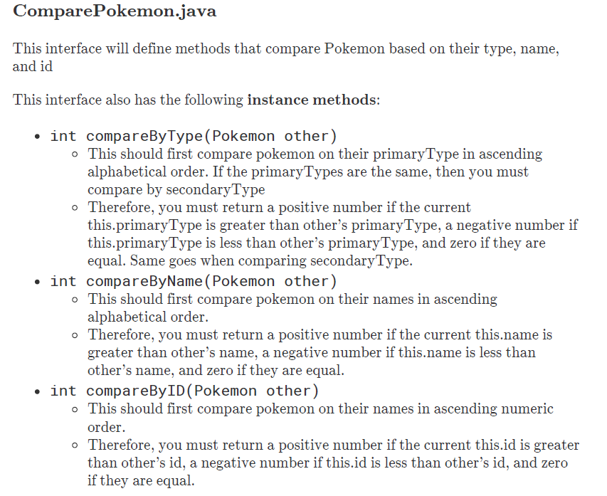 Solved Compare Pokemon.java This interface will define