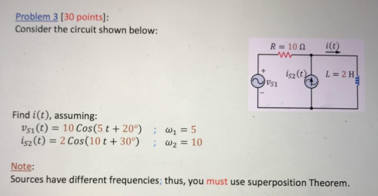 Solved Problem 3 (30 points): Consider the circuit shown | Chegg.com