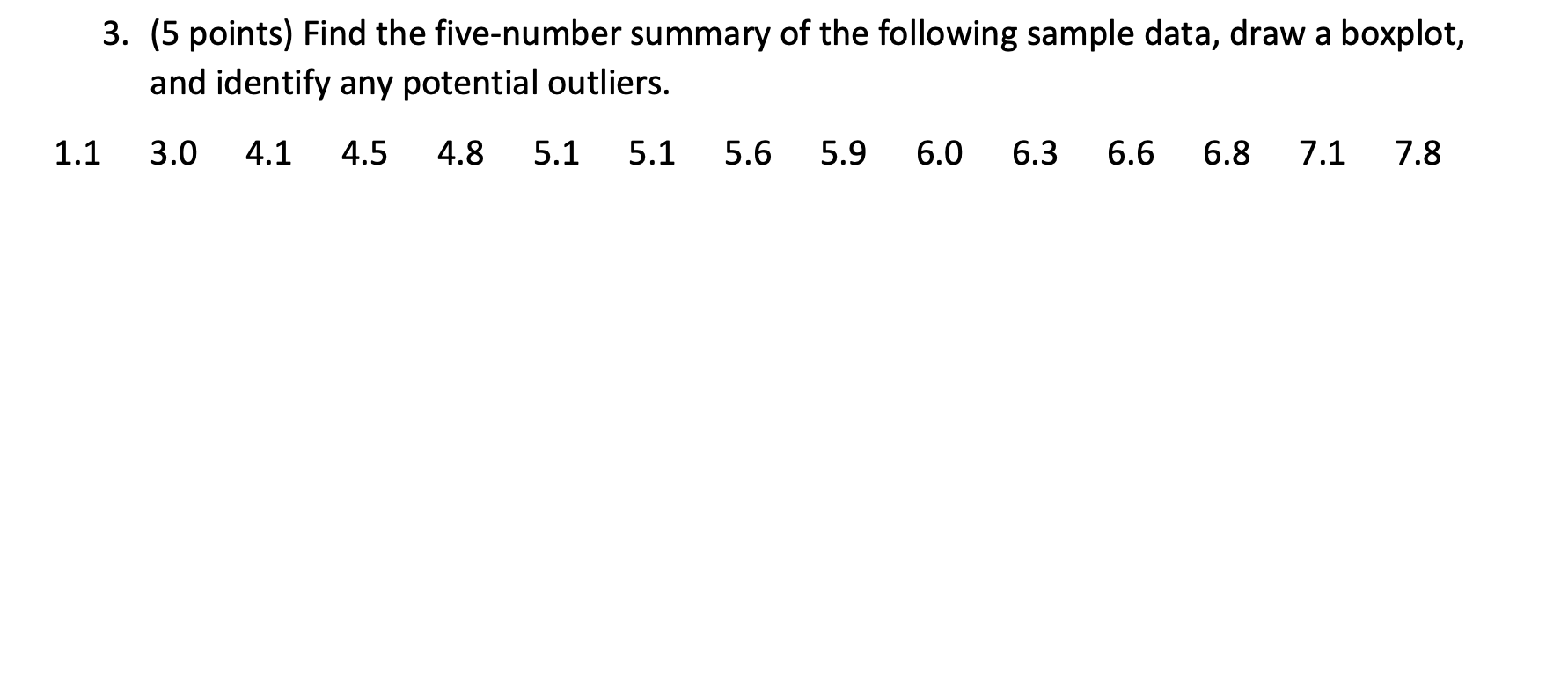 Solved 3. (5 points) Find the five-number summary of the | Chegg.com