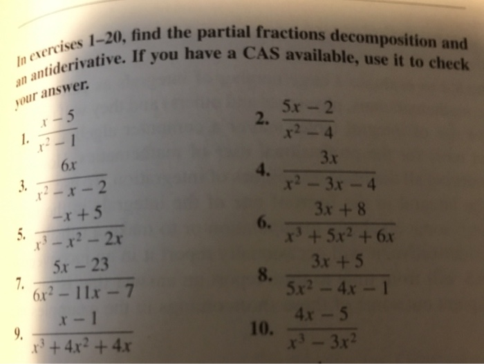 Solved In exercises 1-20, find the partial fractions | Chegg.com